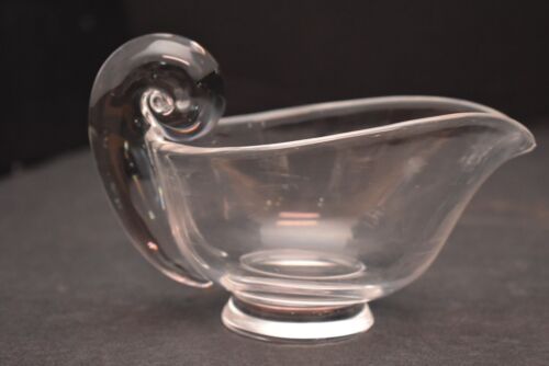 Vintage Signed Steuben Crystal Creamer & Sugar Pitcher Bowl Snail Scroll Set - Picture 3 of 9
