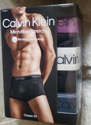 Calvin Klein Men's 3pk Size XL/XXL Classic Fit Microfiber Stretch Low Rise Trunk - Picture 7 of 10