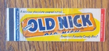 OLD NICK CANDY BAR MATCHBOOK MATCHCOVER: SCHUTTER CANDY CHICAGO, ILLINOIS -C9