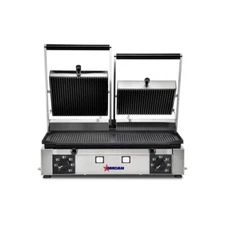 Omcan USA 11378 Double Sandwich Panini Grill w/ 19" x 10" Grooved Plates, 220V