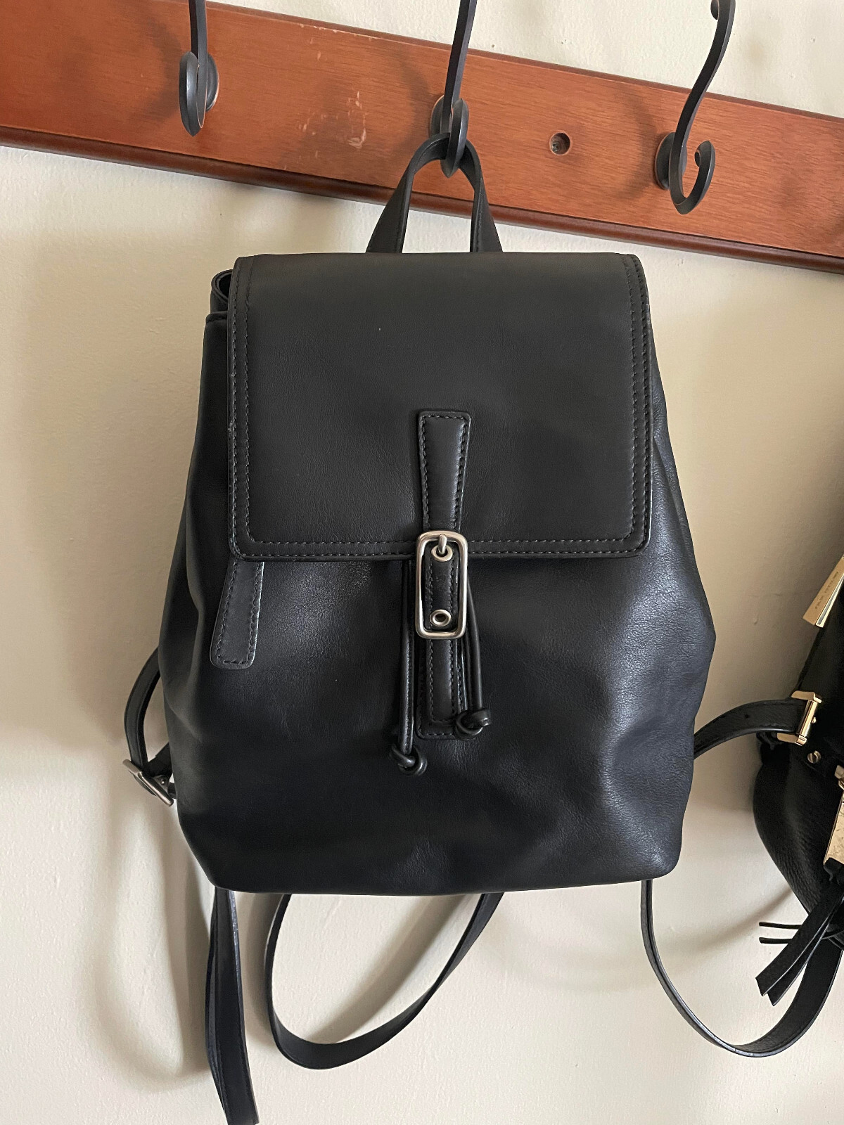 Vintage Coach Small Black Leather Backpack Gem