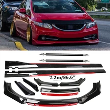 Front Bumper Lip Chin Spoiler Splitter Body Kit Glossy Black For Honda Civic Se