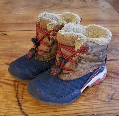 JAMBU Baltoro Boys 11 Waterproof Boots Navy Red Tan