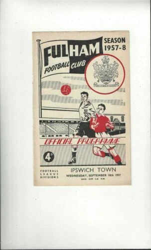 Away Teams F-K Second Division Football League Fixture Programmes (1950-1958)