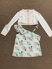 Janie And Jack Girl Size 6 White And Coral Shirt And Sweater