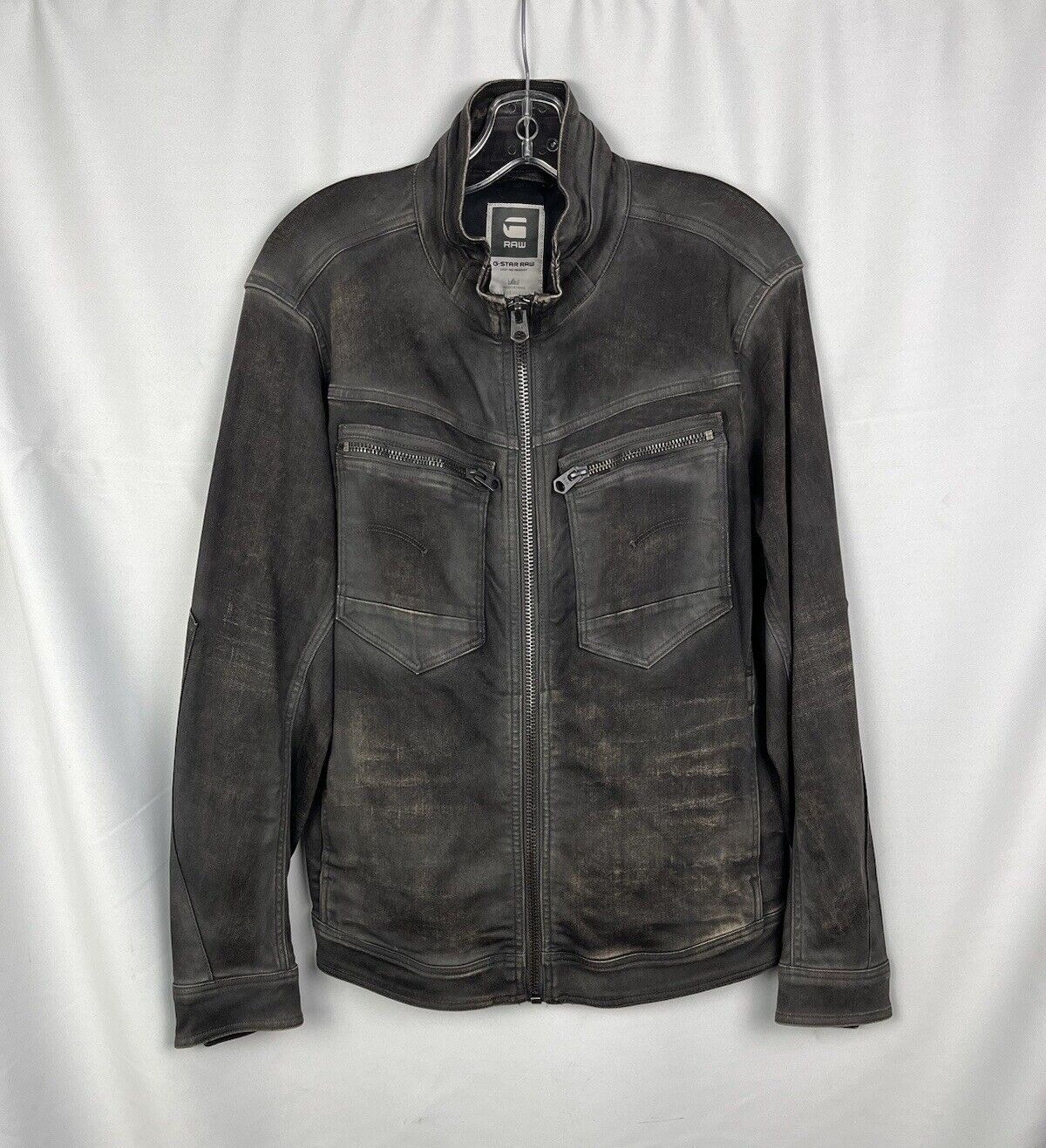 G-Star RAW Arc Zip 3D Slim Denim Jacket Black/Gray Size XL L FS