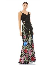 Mac Duggal 5474 Garden Trumpet Gown Sz 2 Black Multi $598