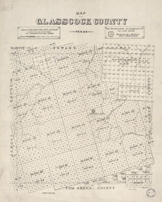 18'' x 24'' Map Of Glasscock County Texas Landowners Real Property