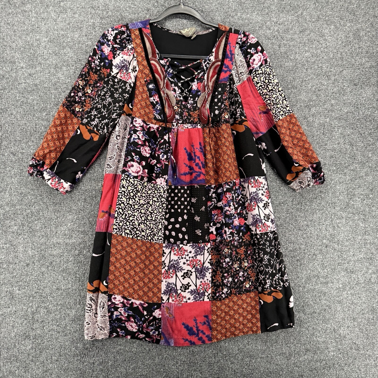 Anthropologie One September Dress Womens XS Patchwork Shift Boho Hippie Cottage
