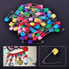 100x Head Safety Pins Locking Hold Clip  Dress Cloth Nappy Diaper Craft Pins