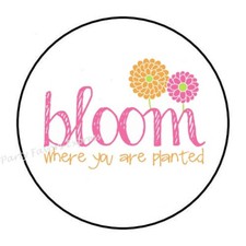 30 BLOOM WHERE YOU ARE PLANTED ENVELOPE SEALS LABELS STICKERS 1.5" ROUND