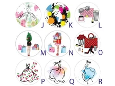50 Holiday Fashion Girl Stickers Fashionista Round Christmas Gift Sticker Seals