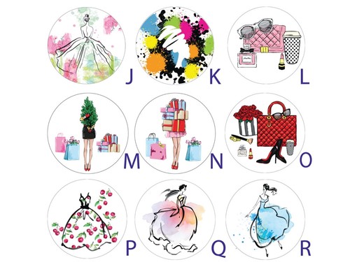 50 Fashion Girl Aufkleber Handarbeit Fashionista Kreis Umschlag Party Sticker Siegel - Bild 3 von 9