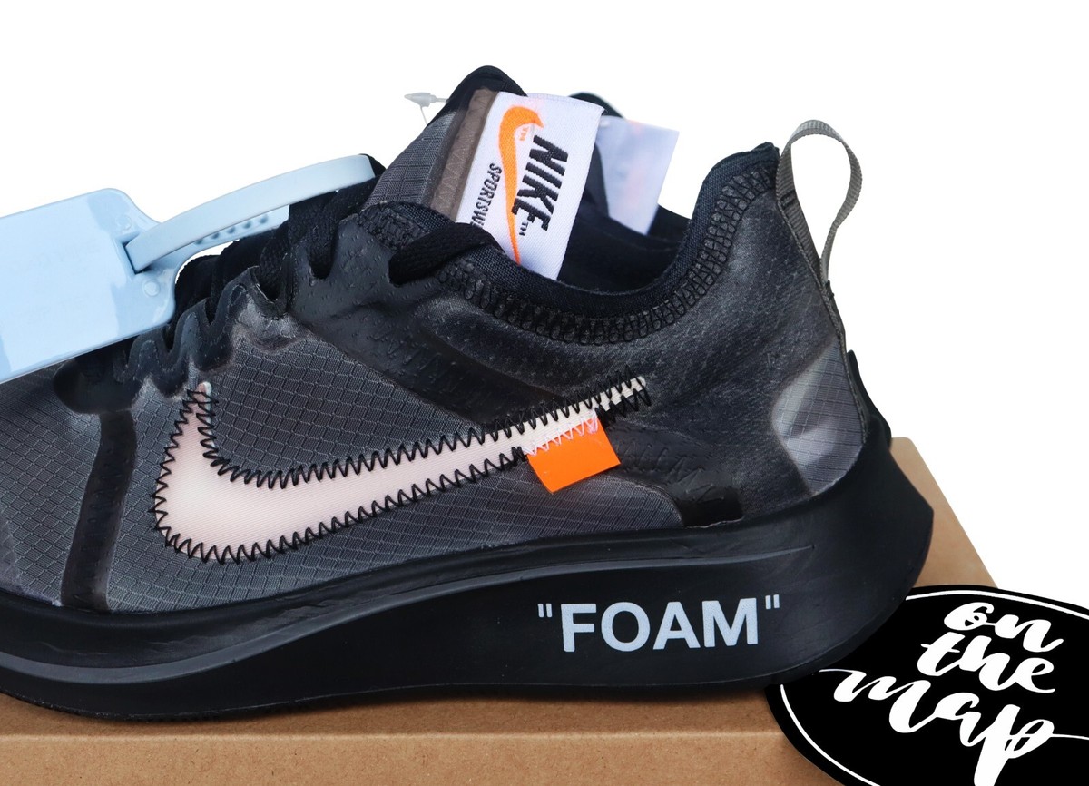 Nike x Off White Zoom Fly SP Black Silver White UK 3 4 5 6 US