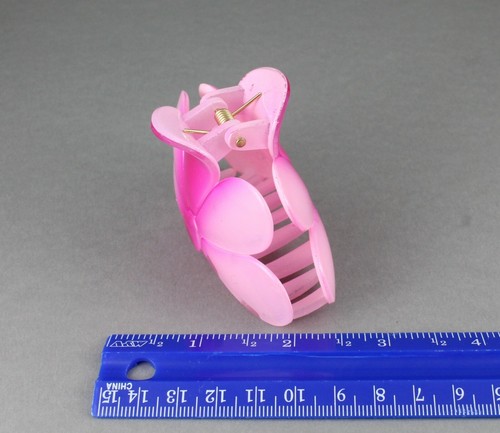 Pink hair clip flower barrette jaw claw clamp clip floral 3.25" long ombre - 第 7/11 張圖片
