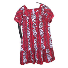 Vintage 80s Royal Creations Hawaii MuU MuU Tropical House Dress -3X Pocket Red