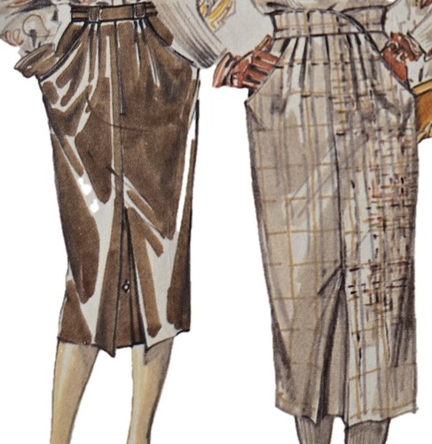 1980s Faux Kangaroo Pocket Midi Straight Skirt Sewing Pattern Neue Mode M20606