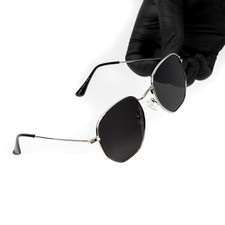 Vintage Dark Black Tint Elegant Silver Frame Retro Summer Shades Sunglasses