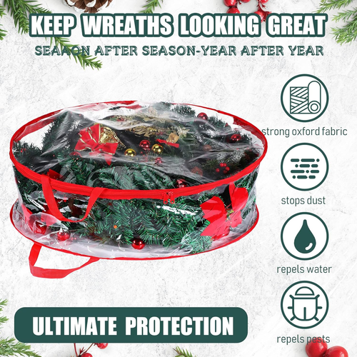 Christmas Wreath Storage Container 30 Inch Wreath Storage Bags Plastic Wreath Ba - Picture 4 of 6