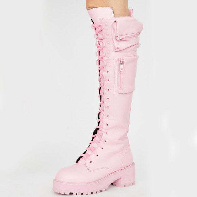 Women Fashion Gothic Street Wedges Shoes Pink Chunky