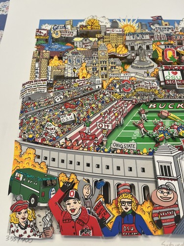 Charles Fazzino Ohio State Buckeyes 3D Artwork “Saturday Afternoon In The Shoe” - Picture 11 of 16
