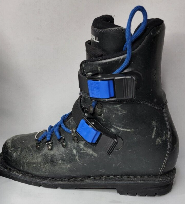 Vintage Merrell Leather Black Telemark Ski Boots Size 6 eBay