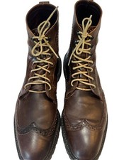 ALLEN EDMONDS Mens Long Branch Wingtip BOOTS, Size 15D, Dark Brown, Vibram Sole