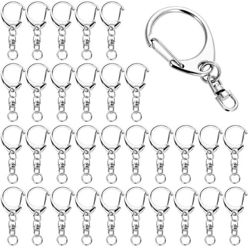 Roctee 50 pcs Lobster Clasp Key, Keychain Clip, Swivel Clasps 50 silver