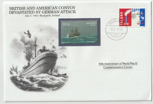 5/7/1992 Iceland FDC - WW II - British and American Convoy Devastated by German