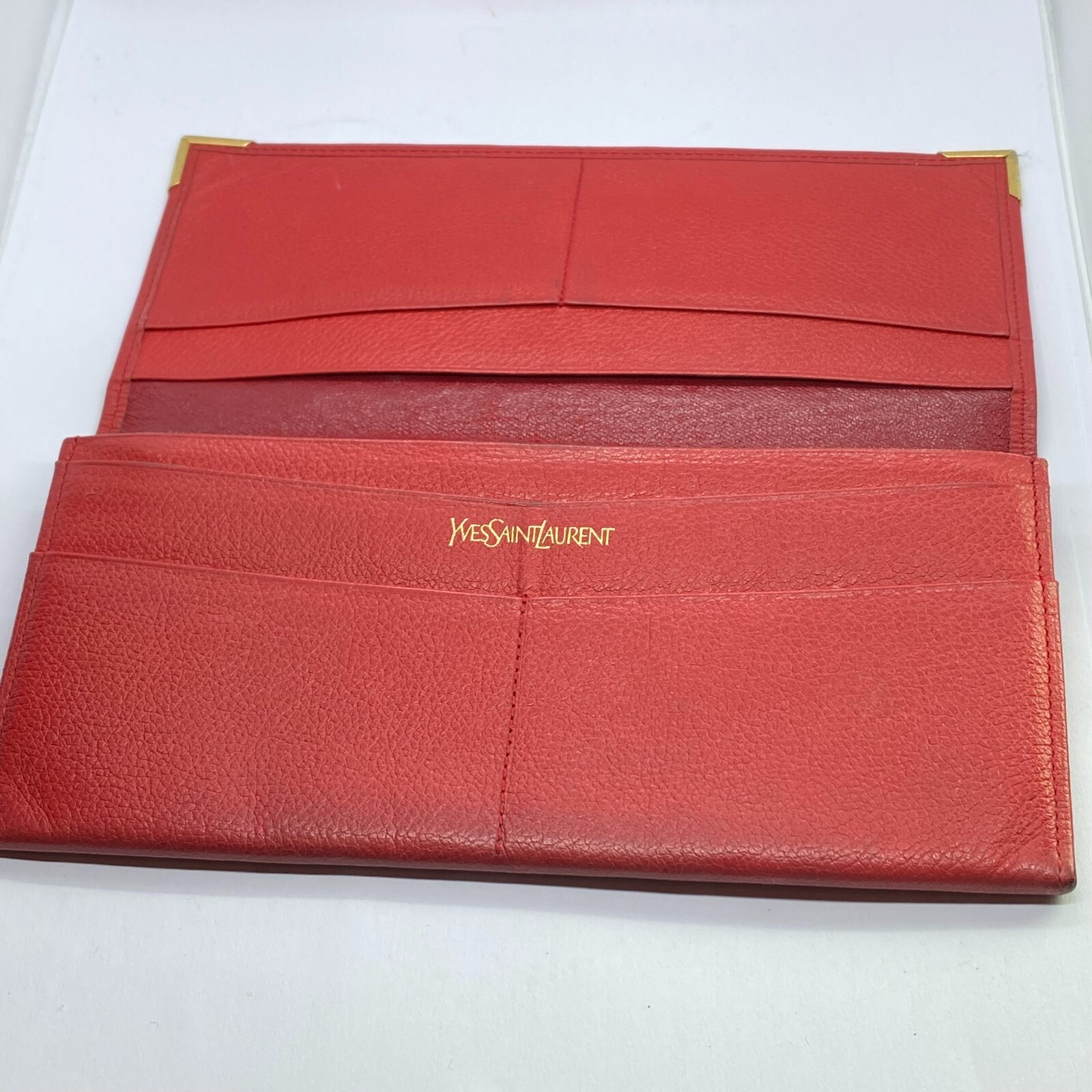 Authentic YSL Yves Saint Laurent Red Leather Long… - image 5