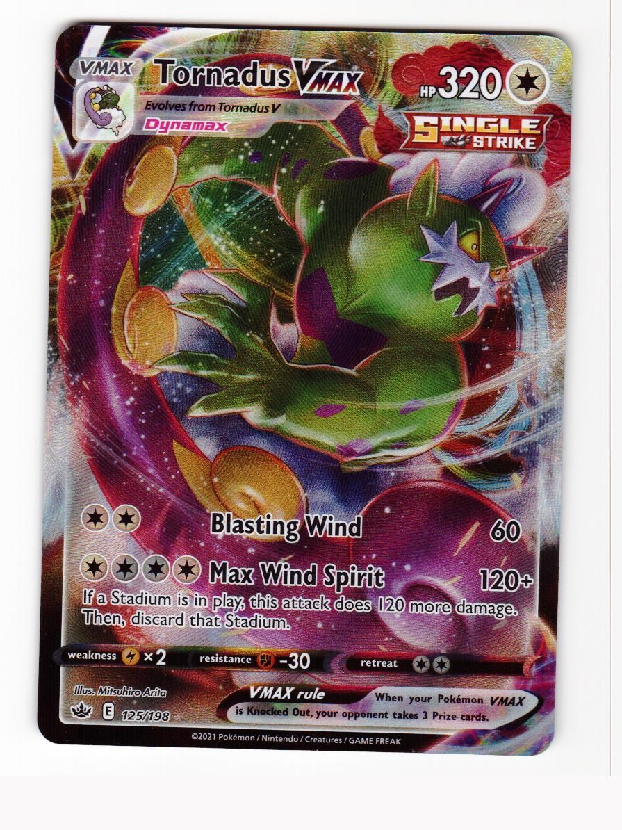 Tornadus VMAX 125/198 Holo VMAX Rare Chilling Reign Pokemon Lightly Played