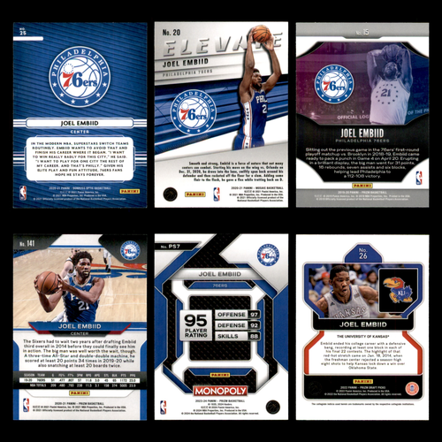 Joel Embiid Lot 6 Basketball Karten 2020 Donruss Optic Elite Dominators 76ers Set - Bild 2 von 9