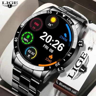 LIGE Smartwatch Herren Militär mit Telefonfunktion Sprachassiste Herzfrequenz Fitness