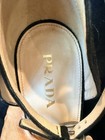 Vintage Prada Black Suede Shoes Ankle Strap Chunky Tulip Heel Size 10 — photo 2