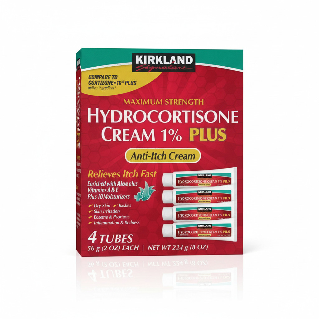 Kirkland Hydrocortisone 1% Plus Anti-Itch Cream 4 Tubes Aloe