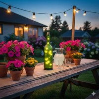 Led Weinflasche Glasflasche Flasche,10 Leds,Batteriebetrieben,In & Outdoor -GrüN