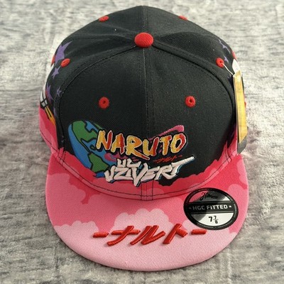 Naruto x Uzi Vert Headgear Classics HGC Fitted Hat Black Pink Size 7 7/8 New