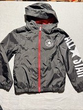 Converse Jacket Windbreaker Small 8-10 Blk Youth Zip Mesh Lining Logo Chest