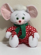 Commonwealth Starwink 10 Inch White Mouse Plush Christmas Pajamas Big Ears