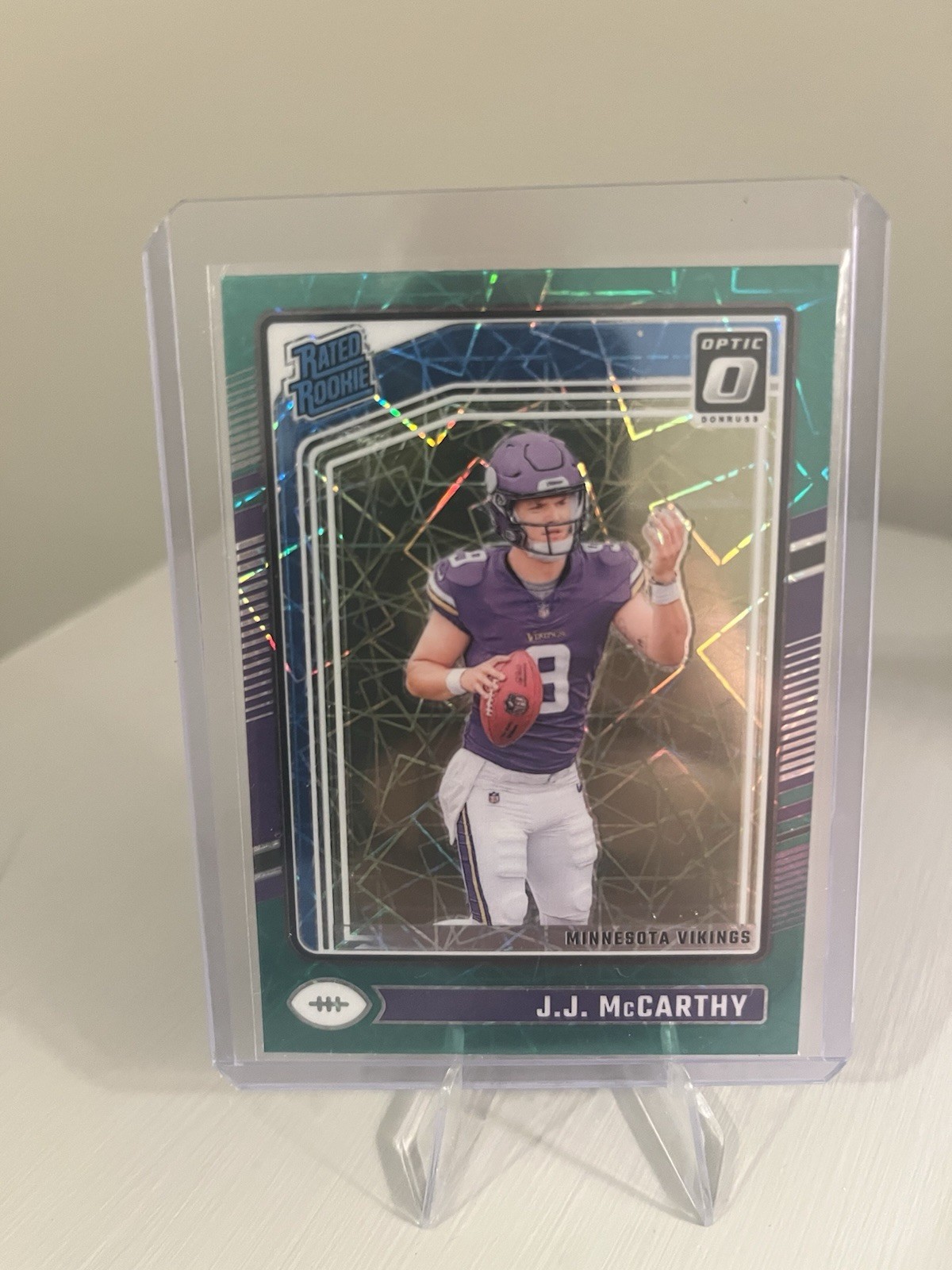 2024 Panini Donruss Optic - Rated Rookie J.J. McCarthy #235 Green Velocity Prizm