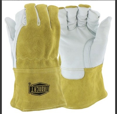 Ironcat (6143) Size Large Goatskin/Cowhide MIG Welder Safety Gloves Fleece Lined