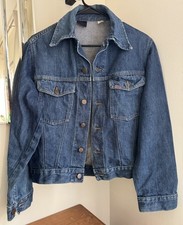 Vintage 1970s Roebucks Selvedge Denim Trucker Jacket Made USA Size 36R 2 Pocket