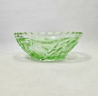 1930s Crown Glass Australian Green Depression Glass Bowl Cherry Fruit Motifs