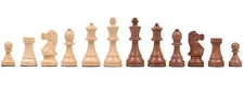 Italfama Acacia Wood Chess Pieces, Handcrafted Weighted, 4" King, Made In Italy