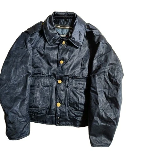 Vintage Workwear Bomber Jacket Size 44 Navy Blue Thinsulate Removable Collar image 2
