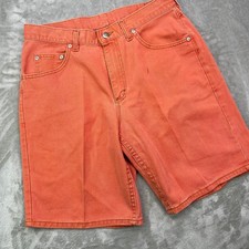 Lee Riveted Denim Shorts Mens 31 Salmon Orange 10" Solid Cotton Made in USA 90s