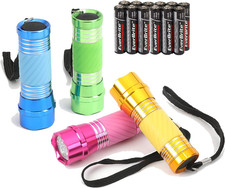 4-Pack Mini LED Aluminum Flashlight Party Favors Colors Assorted for Hurricane S