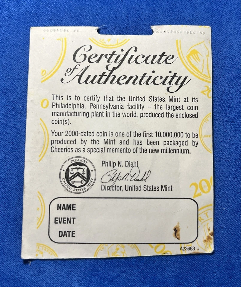 2000 Cheerios Lincoln Penny Cent 1c United States Mint Sealed Pack - Image 2 of 2