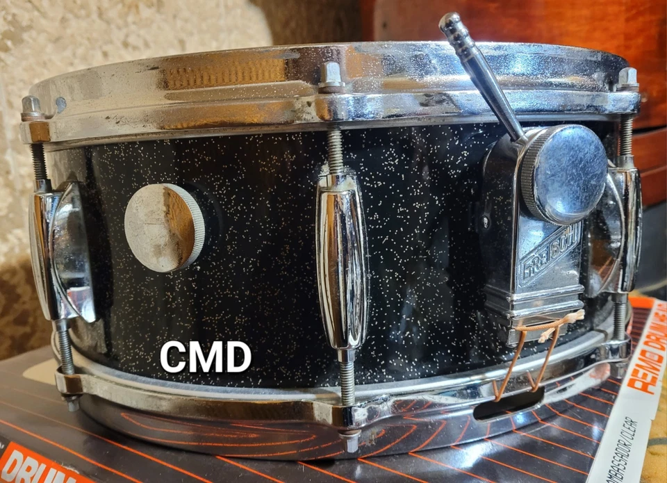 RARE VINTAGE GRETSCH ROUND BADGE 5.5X14 ANNIVERSARY SPARKLE SNARE DRUM EARLY 60s - Image 2 of 4