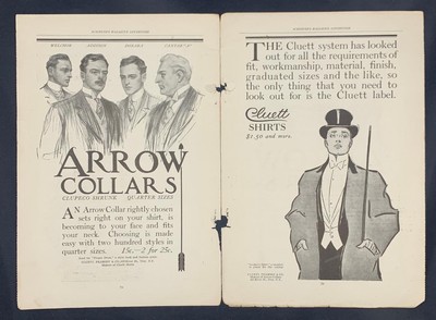 Magazine Ad - 1908 - Arrow Collars & Shirts - Cluett Peabody & Co., NY - (2 pgs)